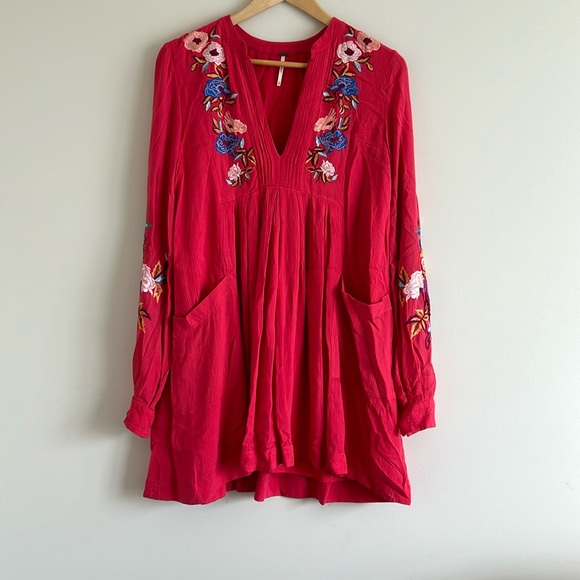 Free People Gauzy Mia Mini Dress Embroidered Flowers XS - Picture 4 of 14